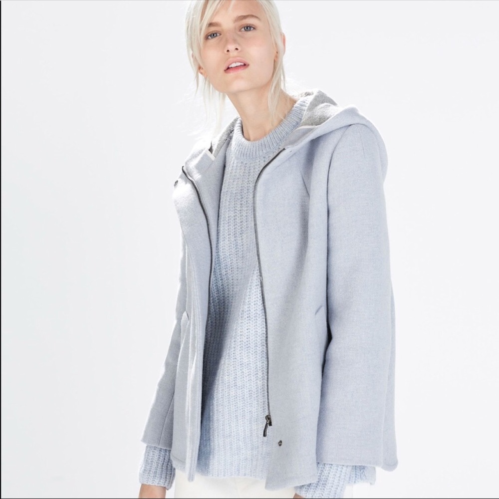 New Zara Womens swing Coat Wool Angora XS